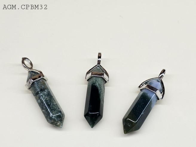 Colgante punta biterminada mineral ágata musgo