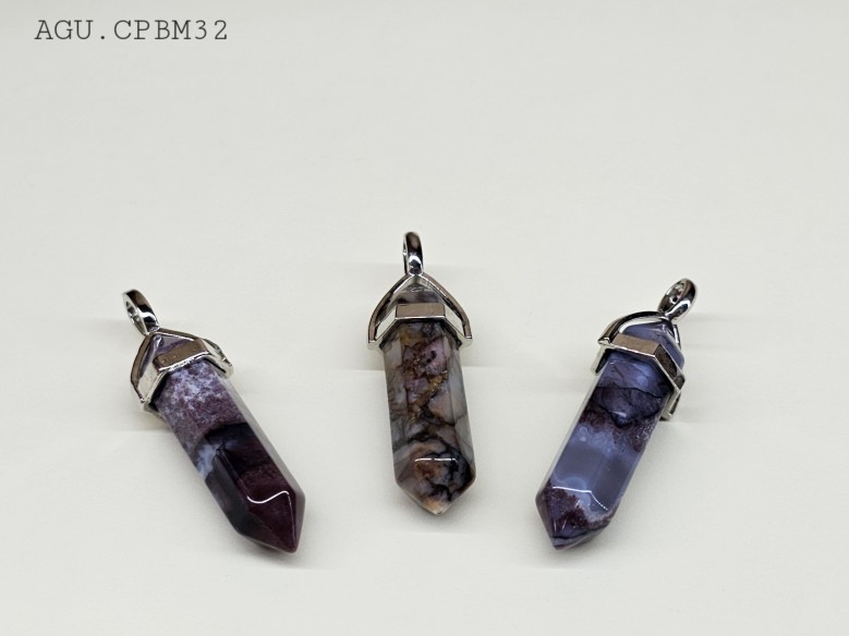 Colgante punta biterminada mineral ágata india