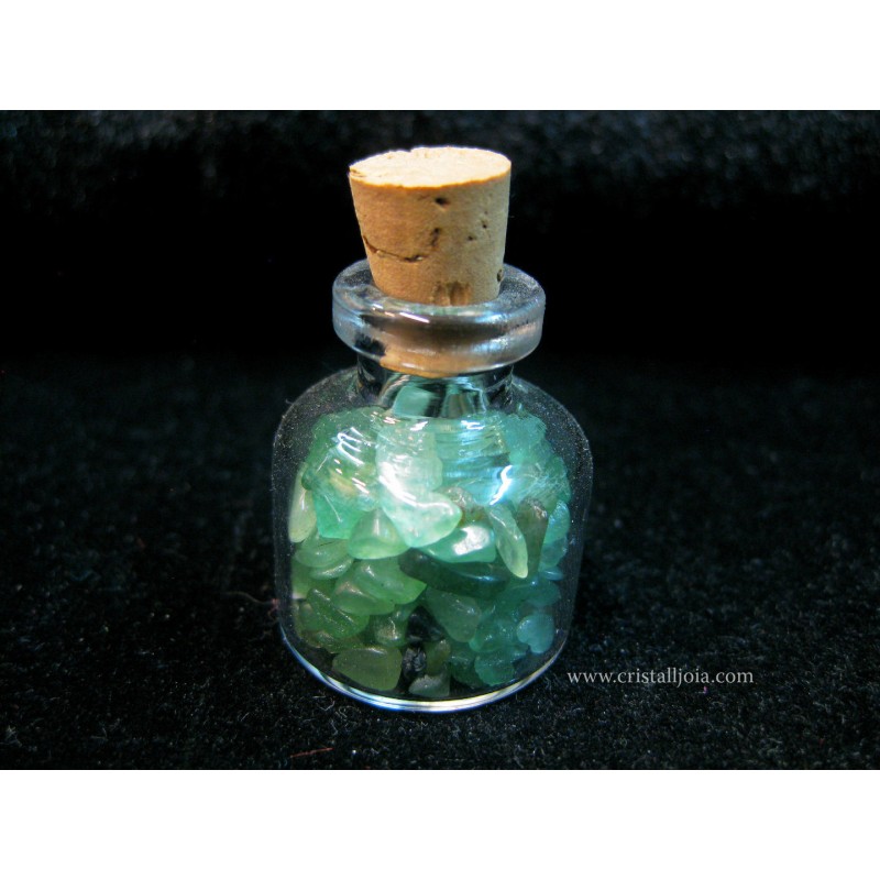 Botella con rodada mini de aventurina verde