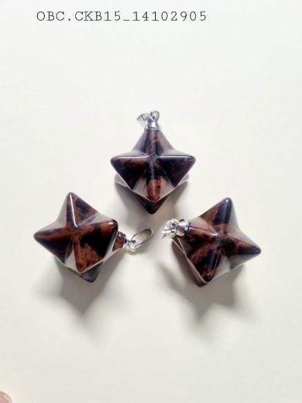 Colgante merkaba mineral obsidiana caoba