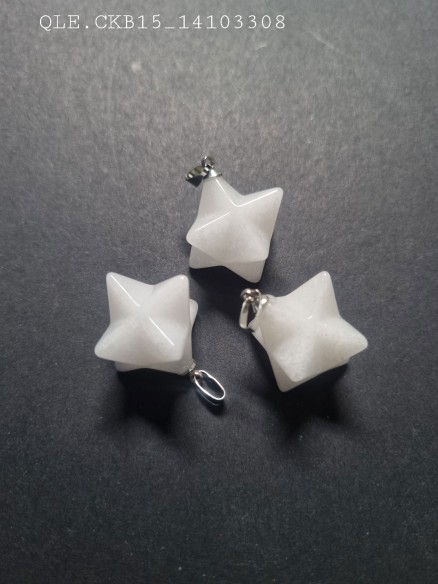 Colgante merkaba mineral cuarzo lechoso