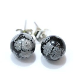 Obsidiana nevada pendientes bola 8mm