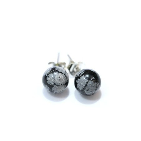 Obsidiana nevada pendientes bola 8mm