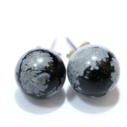 Obsidiana nevada pendientes bola 10mm