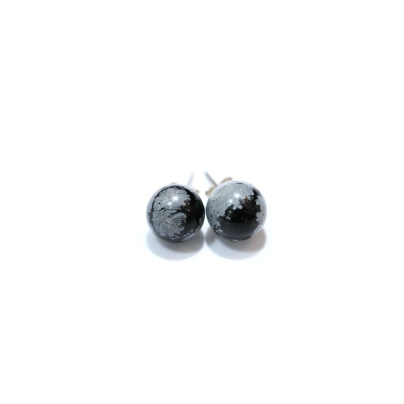Obsidiana nevada pendientes bola 10mm