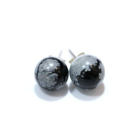 Obsidiana nevada pendientes bola 10mm