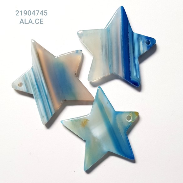 Colgante estrella mineral ágata listada azul