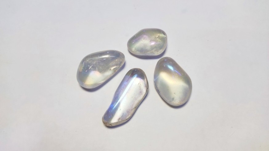 Canto rodado de cuarzo cristal aqua aura Tamaño 3