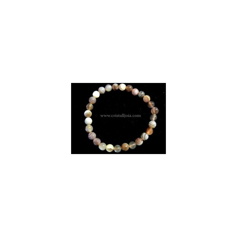 Pulsera agata botswana bola facetada 6mm