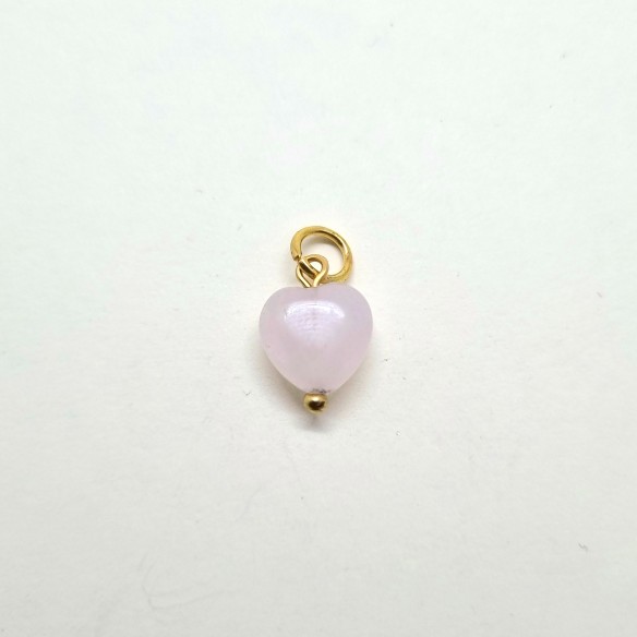Colgante corazón 10mm de cuarzo rosa