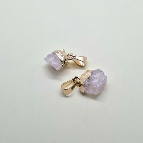 Colgante mineral bruto de cuarzo rosa
