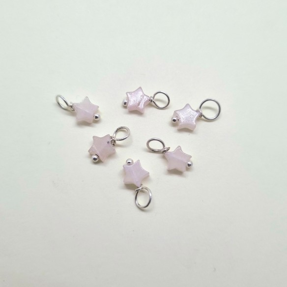 Colgante estrella 6mm de cuarzo rosa