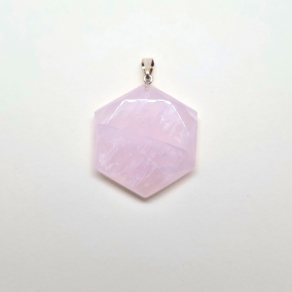 Colgante estrella lapidada 25mm de cuarzo rosa