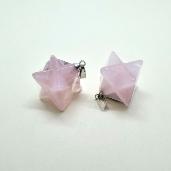 Colgante merkaba 12*14mm de cuarzo rosa