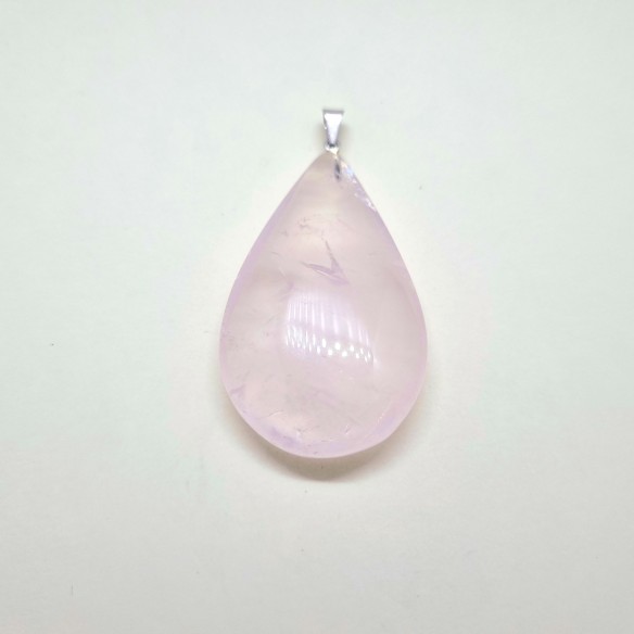 Colgante gota 27*50mm de cuarzo rosa