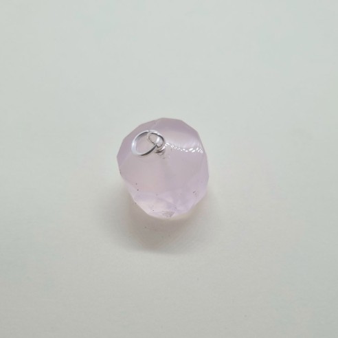 Colgante cilindro lapidado 12*18mm de cuarzo rosa