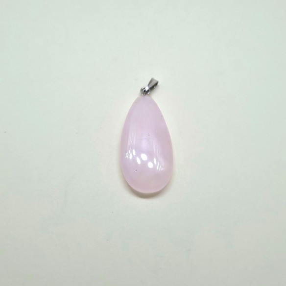 Colgante gota plana de cuarzo rosa