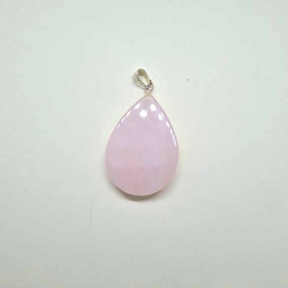 Colgante gota plana 20*30mm de cuarzo rosa