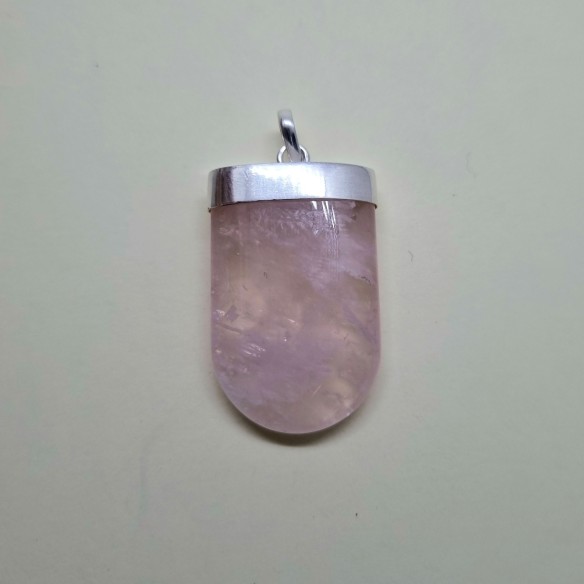 Colgante lengua en plata de cuarzo rosa