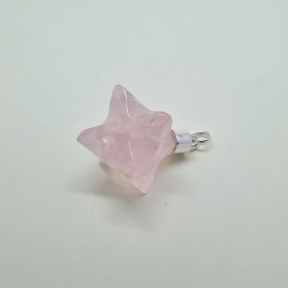 Colgante merkaba montado en plata de cuarzo rosa