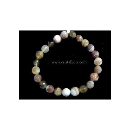 Pulsera agata botswana bola facetada 8mm
