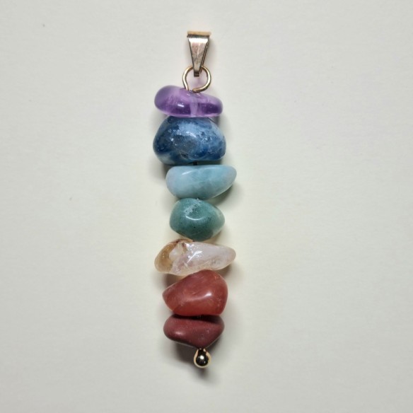Colgante rodada dorado de chakras