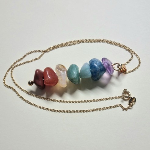 Colgante rodada dorado de chakras