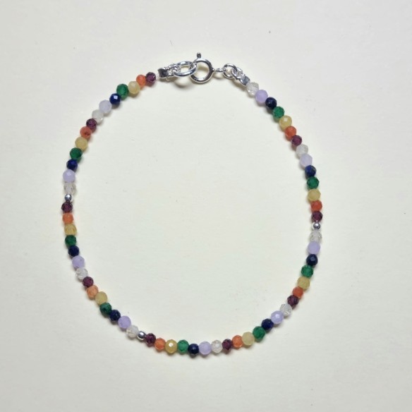 Brazalete bolas lapidados cierre plata 2mm de chakras