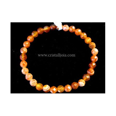 Pulsera agata fuego bola facetada 6mm