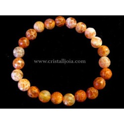 Pulsera agata fuego bola facetada 8mm