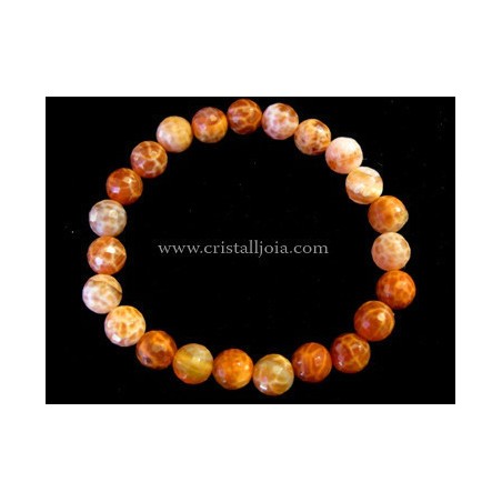 Pulsera agata fuego bola facetada 8mm
