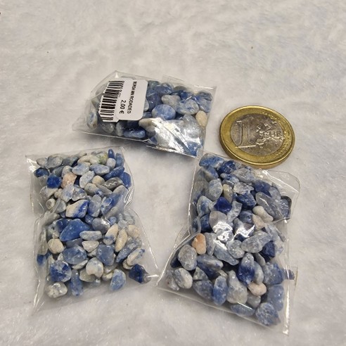 Bolsita mineral rodado mini de cuarzo azul