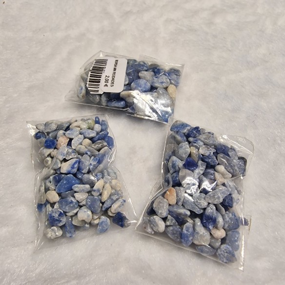 Bolsita mineral rodado mini de cuarzo azul