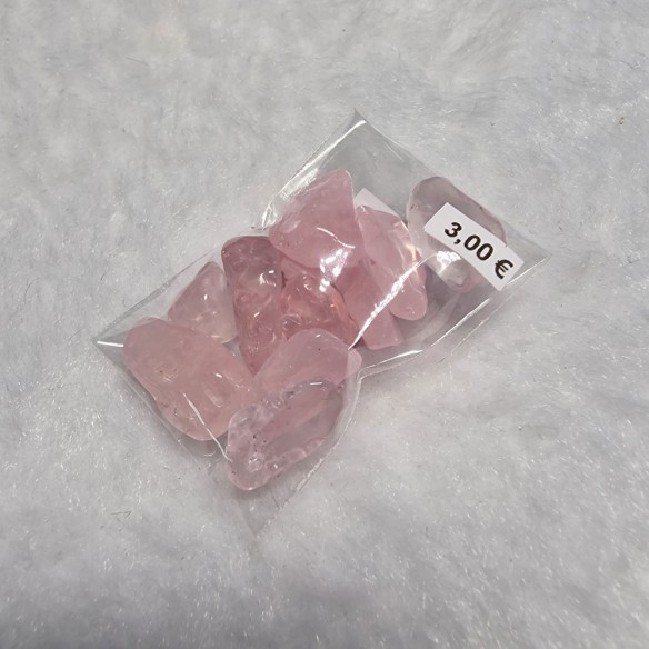 Bolsita mineral rodado mini de cuarzo rosa