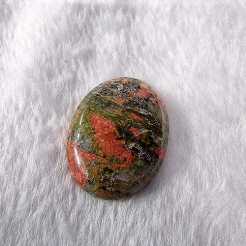 Cabujón Pulido de Unakita de 30x40mm,  Naturaleza verde y rosada