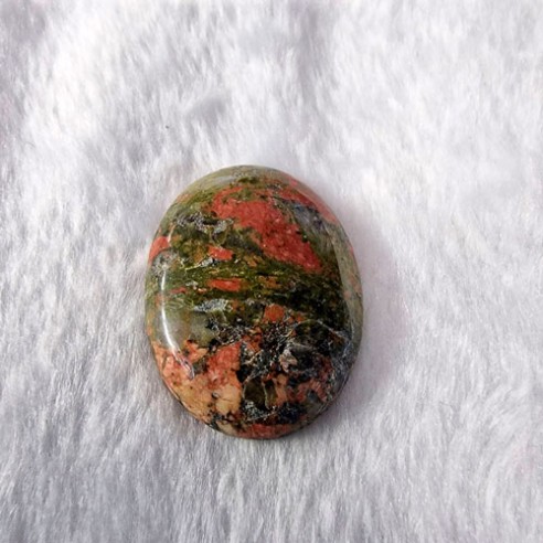 Cabujón Pulido de Unakita de 30x40mm,  Naturaleza verde y rosada