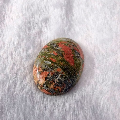 Cabujón Pulido de Unakita de 30x40mm,  Naturaleza verde y rosada