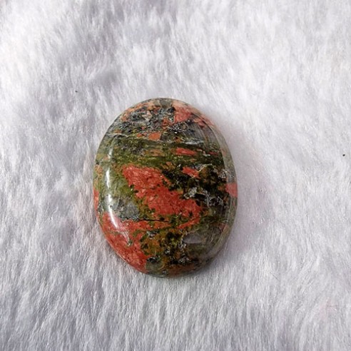 Cabujón Pulido de Unakita de 30x40mm,  Naturaleza verde y rosada