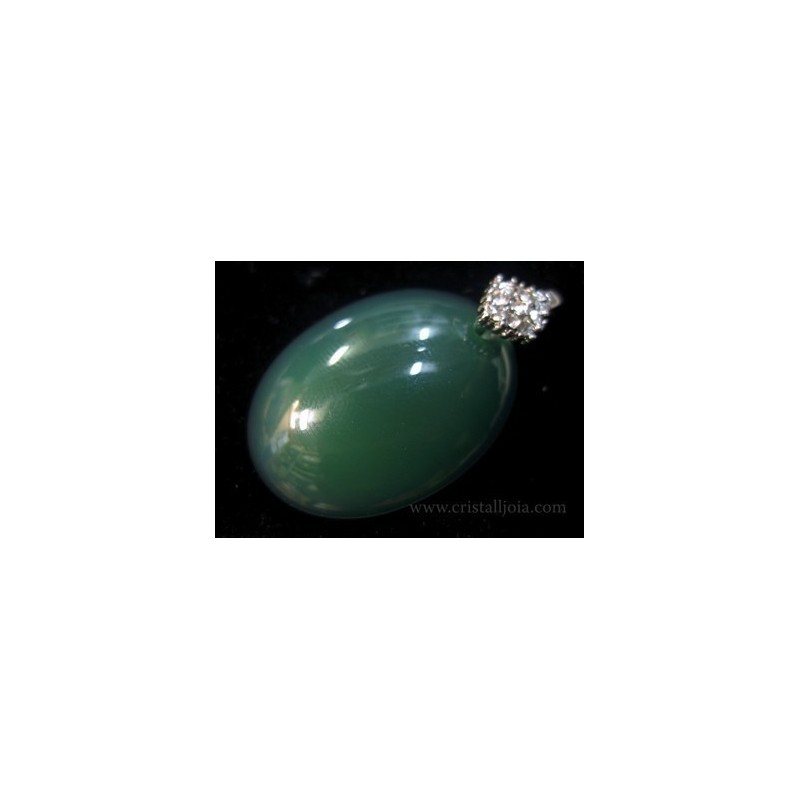 Colgante cabujon de agata verde