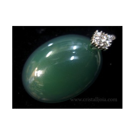 Colgante cabujon de agata verde