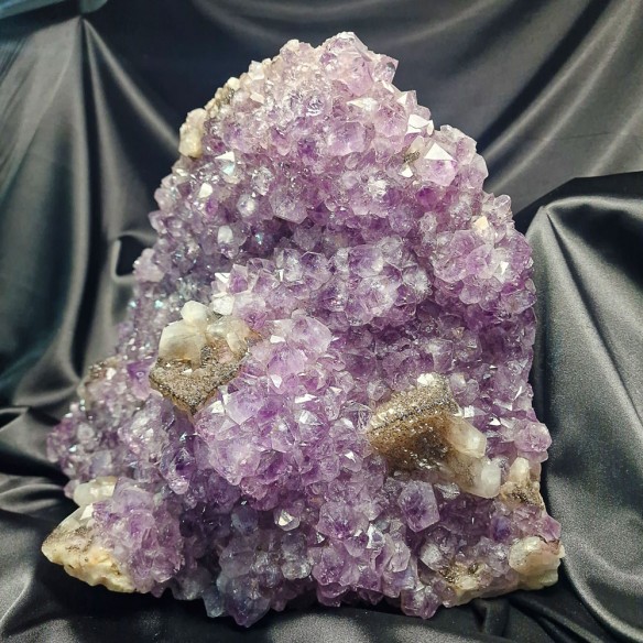 Extra Amethyst Druse with Calcite and Cacoxenite