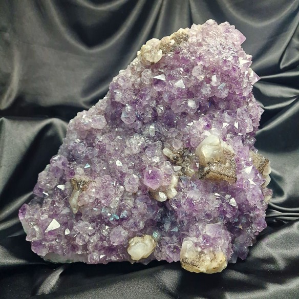 Extra Amethyst Druse with Calcite and Cacoxenite