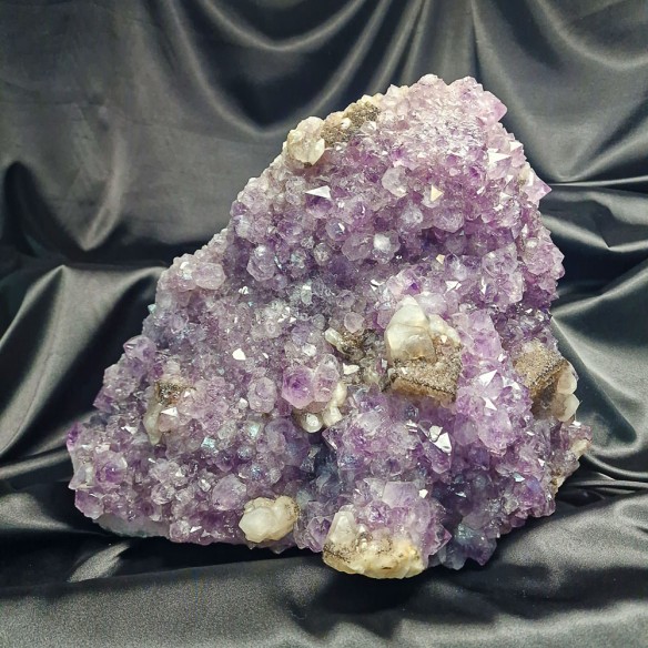 Extra Amethyst Druse with Calcite and Cacoxenite
