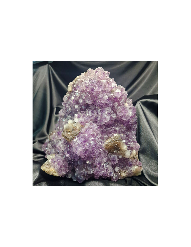 Extra Amethyst Druse with Calcite and Cacoxenite