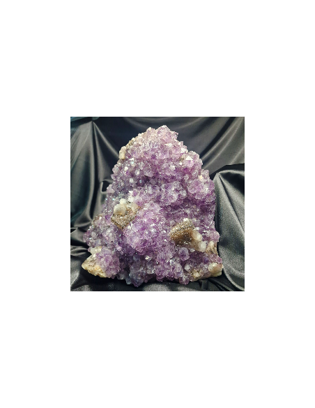 Extra Amethyst Druse with Calcite and Cacoxenite