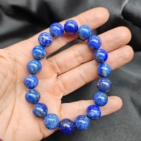 Pulsera de bola de lapislázuli de 10mm. Elegancia mineral