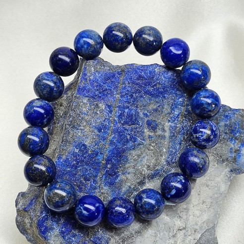 Pulsera de bola de lapislázuli de 10mm. Elegancia mineral