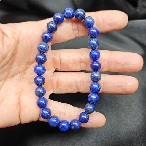 Pulsera de bolas de lapislázuli de 8mm. Elegancia mineral