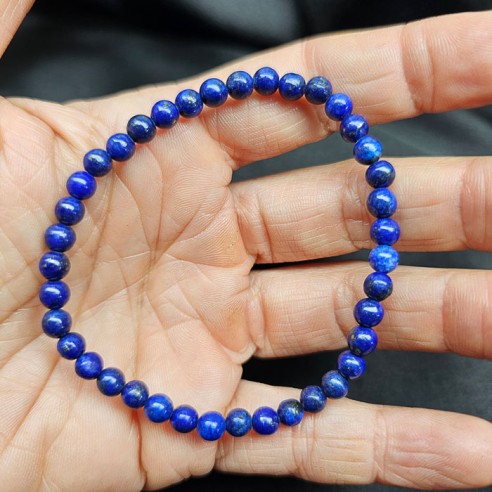 Pulsera de bola de lapislázuli de 6mm. Elegancia mineral