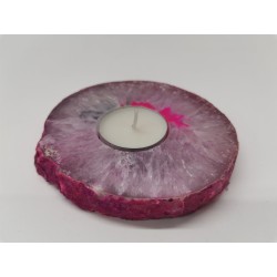 Posa velas placa ágata listada fucsia
